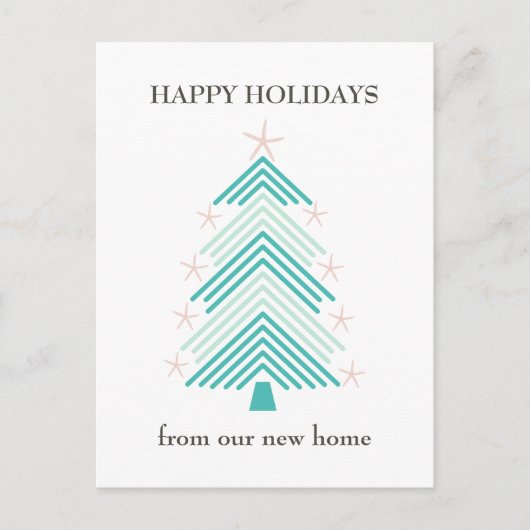 Kustzeesterren Volkskunst Kerstboom Bewegen Aankondigingskaart (Voorkant)