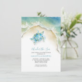 KustzeeTurtle Blue Baby shower Waterverf Kaart (Staand voorkant)