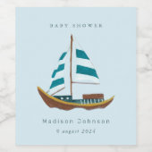 Kustzeilboot baby shower feest wijn etiket (Enkel label)