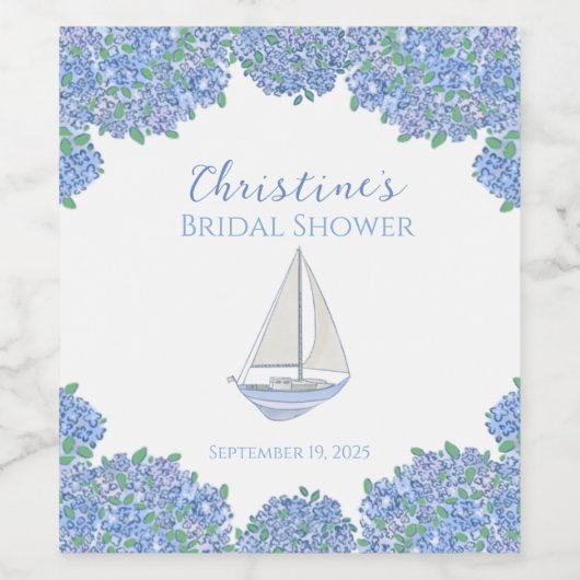 Kustzeilboot Bruidsdouche Bedankt Wijn Etiket (Enkel label)