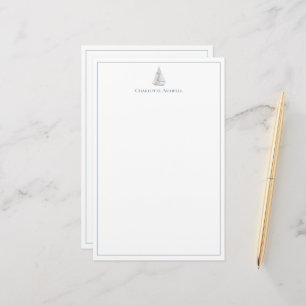 Kustzeilboot Met Blauwe Streep Zeil Personaliseer Briefpapier