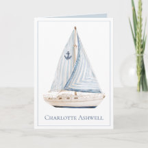 Kustzeilboot Met Blauwe Streep Zeil Personaliseer