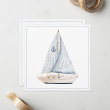 Kustzeilboot Met Blauwe Streep Zeil Personaliseer