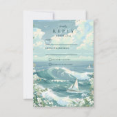 Kustzeilboot Oceaan Bruiloft RSVP Kaartje (Voorkant)
