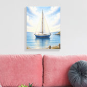 Kustzeilboot op gespannen canvas wanddecoratie (Insitu (Woonkamer))