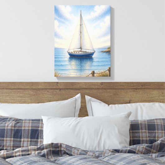 Kustzeilboot op gespannen canvas wanddecoratie (Insitu (Slaapkamer))