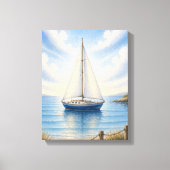 Kustzeilboot op gespannen canvas wanddecoratie (Voorkant)