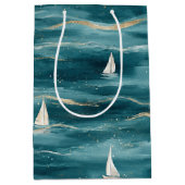 Kustzeilbootgolven Nautical Patroon (3) Medium Cadeauzakje (Voorkant)