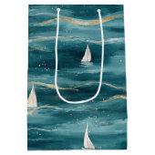 Kustzeilbootgolven Nautical Patroon (3) Medium Cadeauzakje (Achterkant)