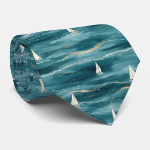 Kustzeilbootgolven Nautical Patroon (3) Stropdas