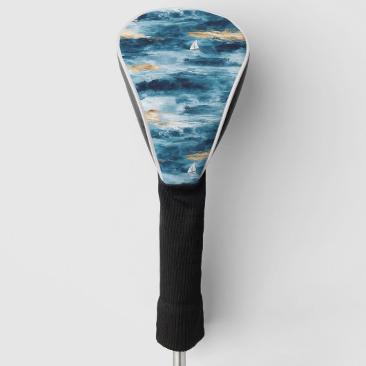 Kustzeilbootgolven Nautiluspatroon (4) Golfheadcover (Voorkant)