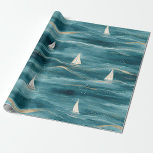 Kustzeilbootgolven Zeilpatroon (3) Cadeaupapier
