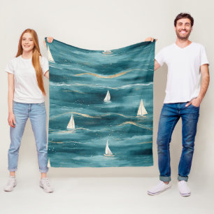 Kustzeilbootgolven Zeilpatroon (3) Fleece Deken