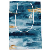 Kustzeilbootgolven Zeilpatroon (4) Medium Cadeauzakje (Voorkant)