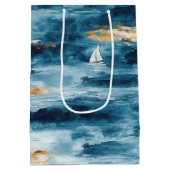 Kustzeilbootgolven Zeilpatroon (4) Medium Cadeauzakje (Achterkant)