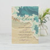 Kustzomer Ocean Beach Waterverf bruiloft Kaart (Staand voorkant)