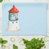 Kustzomer waterverf vuurtoren theedoek (Gevouwen)