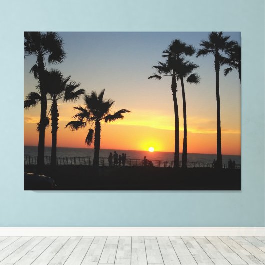 Kustzonsondergang: Carlsbad, CA Canvas Afdruk (Insitu (Houten vloer))