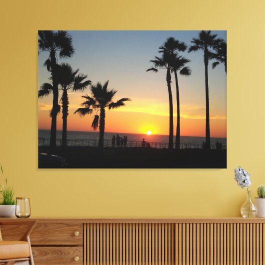 Kustzonsondergang: Carlsbad, CA Canvas Afdruk (Insitu (Woonkamer))