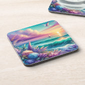Kustzonsondergang Kurk Rug Set van 6 Onderzetters (Linkerzijde)