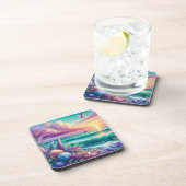 Kustzonsondergang Kurk Rug Set van 6 Onderzetters (Rechterzijde)