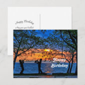 Kustzonsondergang Musici Silhouet Verjaardag Briefkaart (Voorkant / Achterkant)