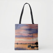 Kustzonsondergang over water het schilderen canvas tote bag (Voorkant)