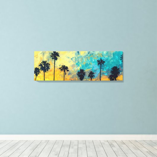Kustzonsondergang palmen verpakte canvas kunst (Insitu (Houten vloer))