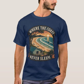 Kustzonsondergang Strand Surf Kunst T-shirt