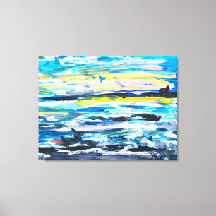 Kustzonsondergang Zeegezicht Abstract Canvas Afdruk