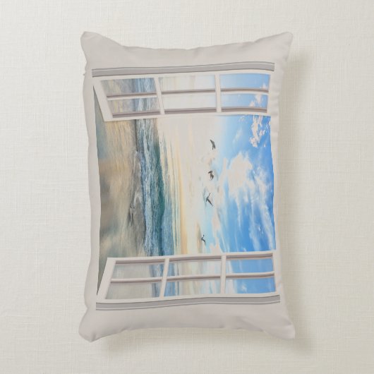 Kustzonsopgang door het raam accent kussen (Voorkant(Verticaal))