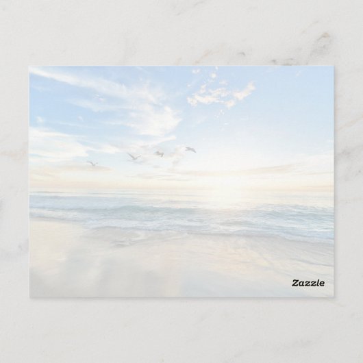 Kustzonsopgang door het raam briefkaart (Achterkant)