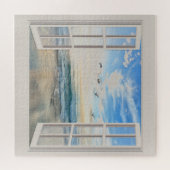 Kustzonsopgang door het raam legpuzzel (Horizontaal)