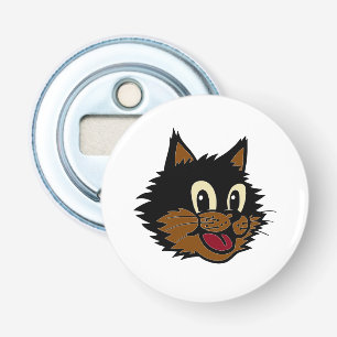 KUSTZWART EN BROWN NAUGHTY CAT BUTTON FLESOPENER