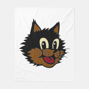 KUSTZWART EN BROWN NAUGHTY CAT FLEECE DEKEN