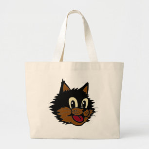 KUSTZWART EN BROWN NAUGHTY CAT GROTE TOTE BAG