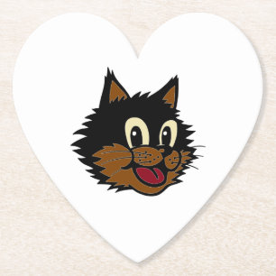 KUSTZWART EN BROWN NAUGHTY CAT KARTONNEN ONDERZETTERS