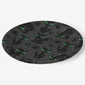 KUSTZWARTE HALLOWEEN VANGSTEN MET GROENE OGEN PAPIEREN BORDJE (Gekanteld)