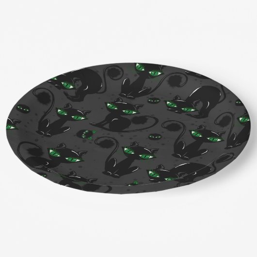 KUSTZWARTE HALLOWEEN VANGSTEN MET GROENE OGEN PAPIEREN BORDJE (Gekanteld)