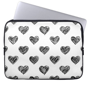 KUSTZWARTE HARTS DOODLES PATROON LAPTOP SLEEVE