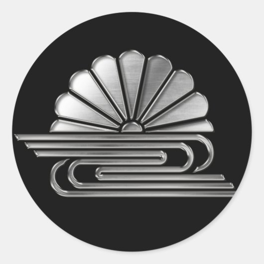 Kusunoki Clan Kamon Silver Chrome Ronde Sticker (Voorkant)