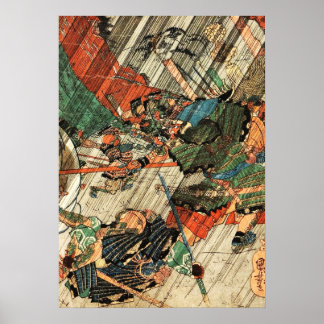 Kusunoki Masashige in de Slag bij Fujiidera Poster