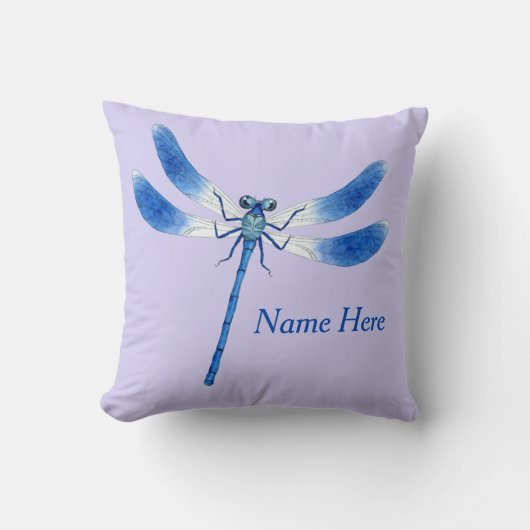 Kut als een Bug Blue Dragonfly op Violet Paars Kussen (Voorkant)