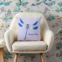 Kut als een Bug Blue Dragonfly op Violet Paars Kussen