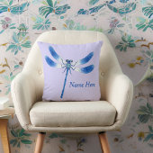 Kut als een Bug Blue Dragonfly op Violet Paars Kussen