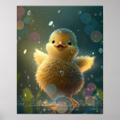 Kut baby eend die danst in de regen kunst poster (Voorkant)