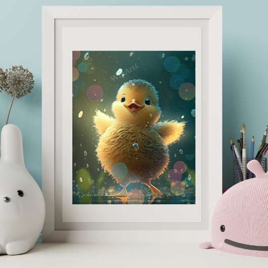 Kut baby eend die danst in de regen kunst poster