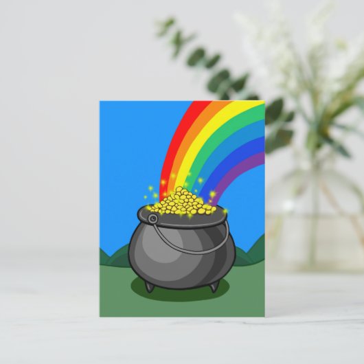 Kut goud en regenboog briefkaart (Staand voorkant)