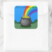 Kut goud en regenboog vierkante sticker (Tas)