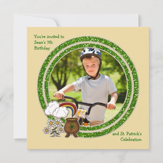 Kut goud - Foto St. Patrick's Day Birthday Inv Kaart (Voorkant)